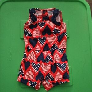 Red and Blue Heart Patterned Romper